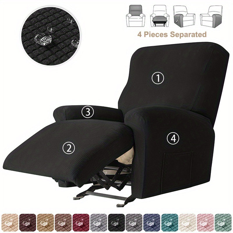 Комплект из 4 жаккардовых чехлов для кресел-реклайнеров, эластичные защитные чехлы для одноместных кресел-реклайнеров, идеально подходят для декора гостиной, спальни или офиса.