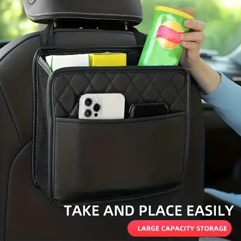 Car Backseat Organizer Leather Multi-Pocket Storage with Cup Holder