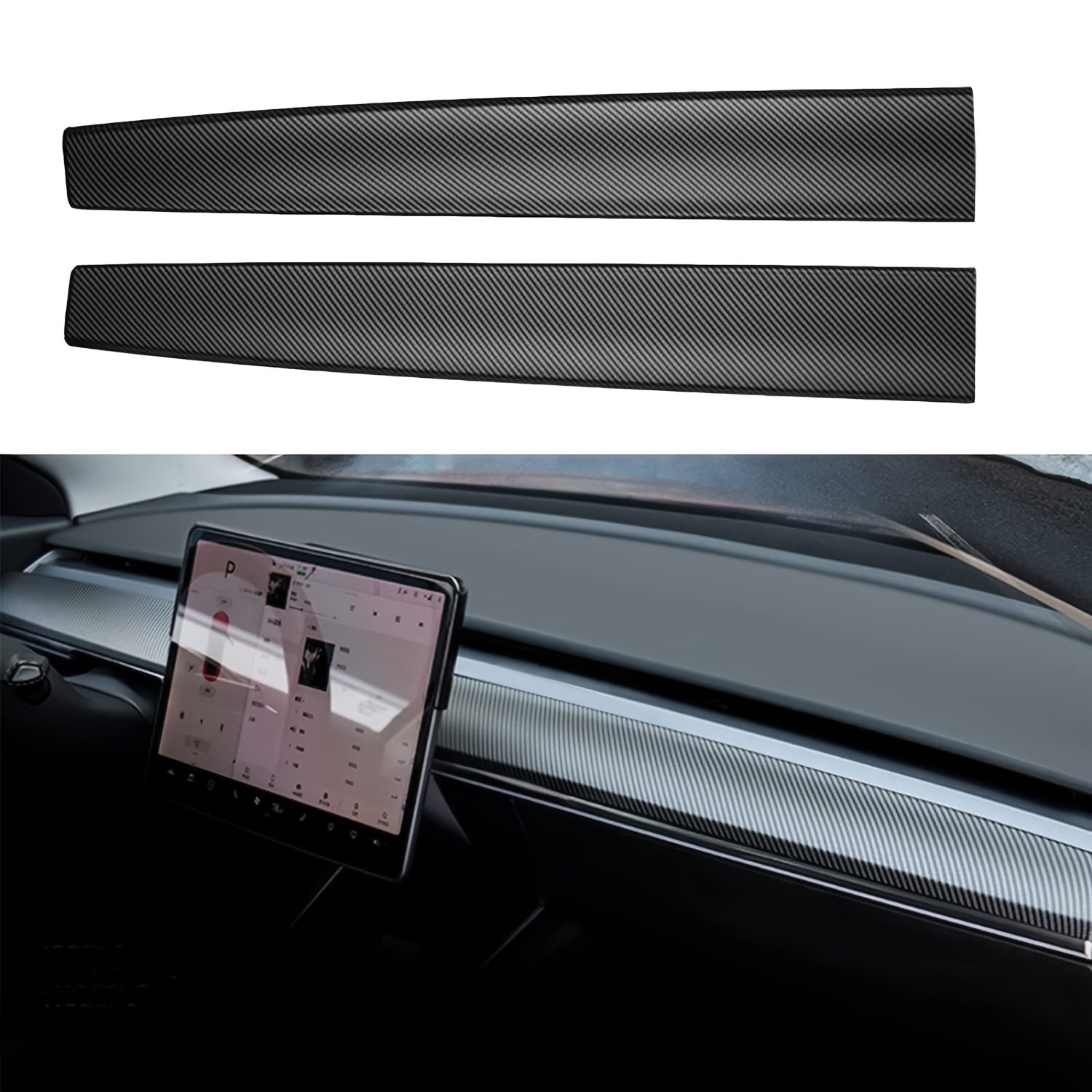 Rear Seat Center Console Trim Strip 2pcs for Tesla Model 3/Y 2021–2023