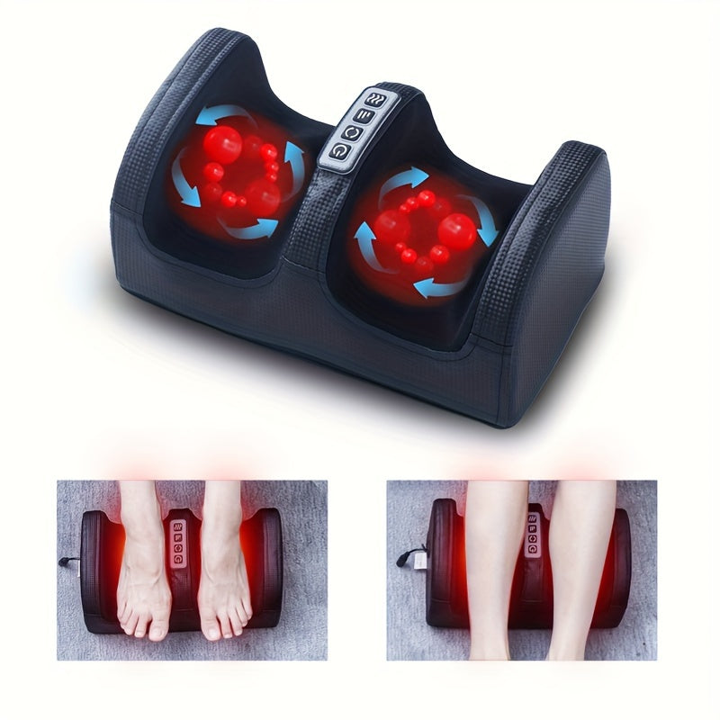 Electric Foot Massager with Heating Deep Kneading Portable Black and White