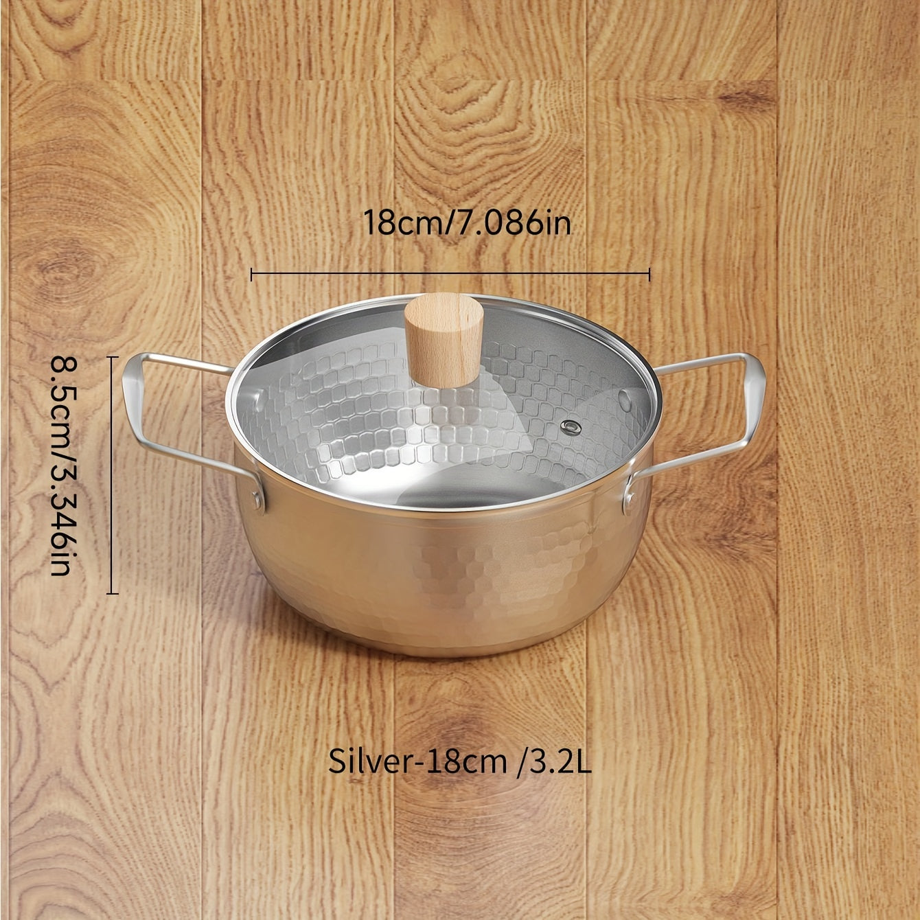 Stainless Steel Soup Pot with Handles for Cooking and Boiling in Silver