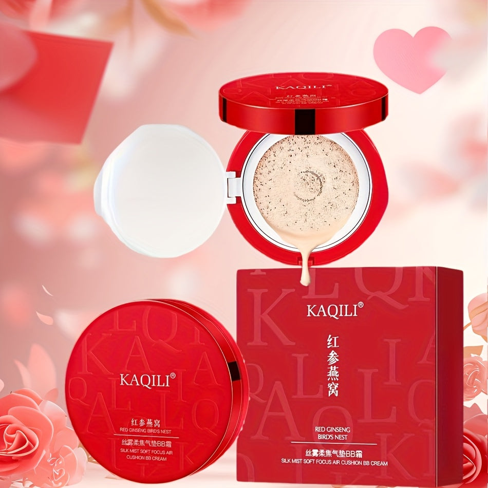 1 dona Ginseng Air Cushion Foundation barcha teri turlari uchun, namlantiruvchi makiyaj, concealer BB kremi va tabiiy tugatish bilan, 14 fevral va tug'ilgan kunlar uchun mukammal sovg'a.