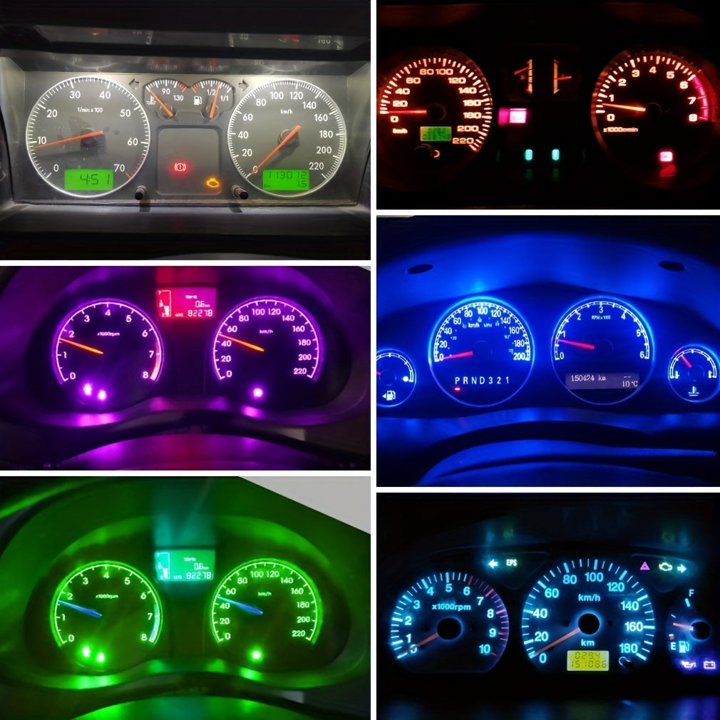 10pcs T5 LED Car Interior Lights Canbus Compatible Multi-Color for Dashboard