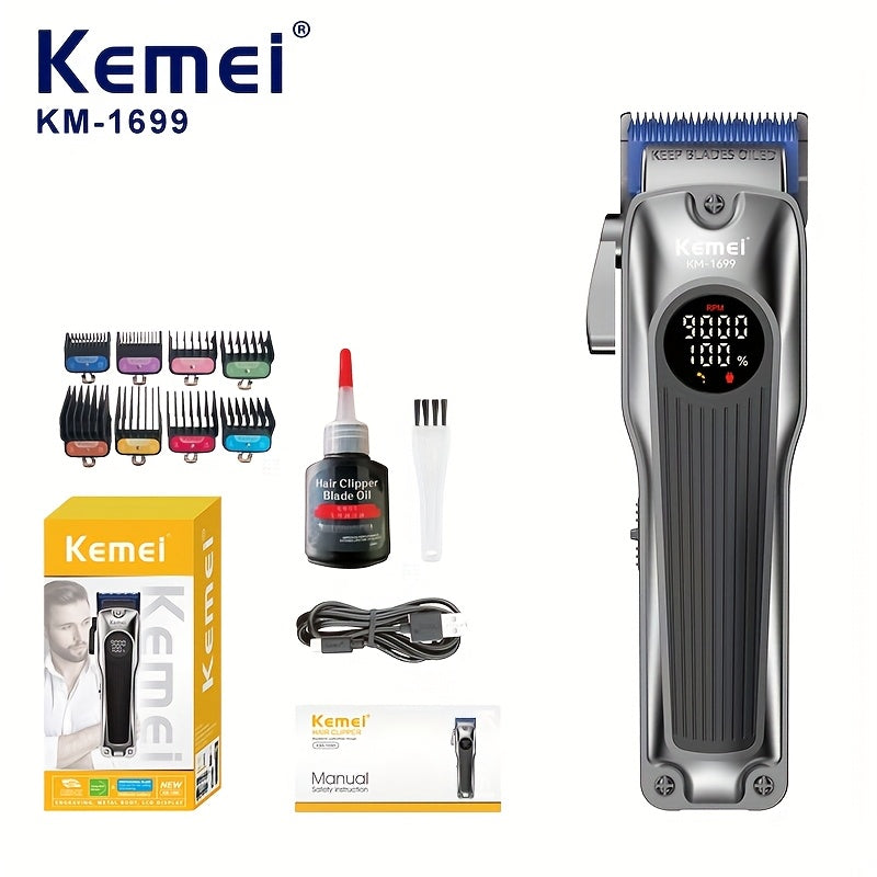 Electric Hair Clipper with Blue Diamond Blades Ergonomic Design LED Display Multiple Speed USB Rechargeable for Men