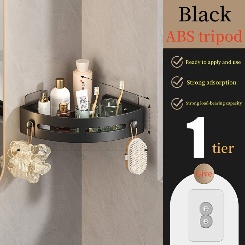 RV Bathroom Accessories Wall Mounted Shower Rack Black Gray ABS Rust-Proof