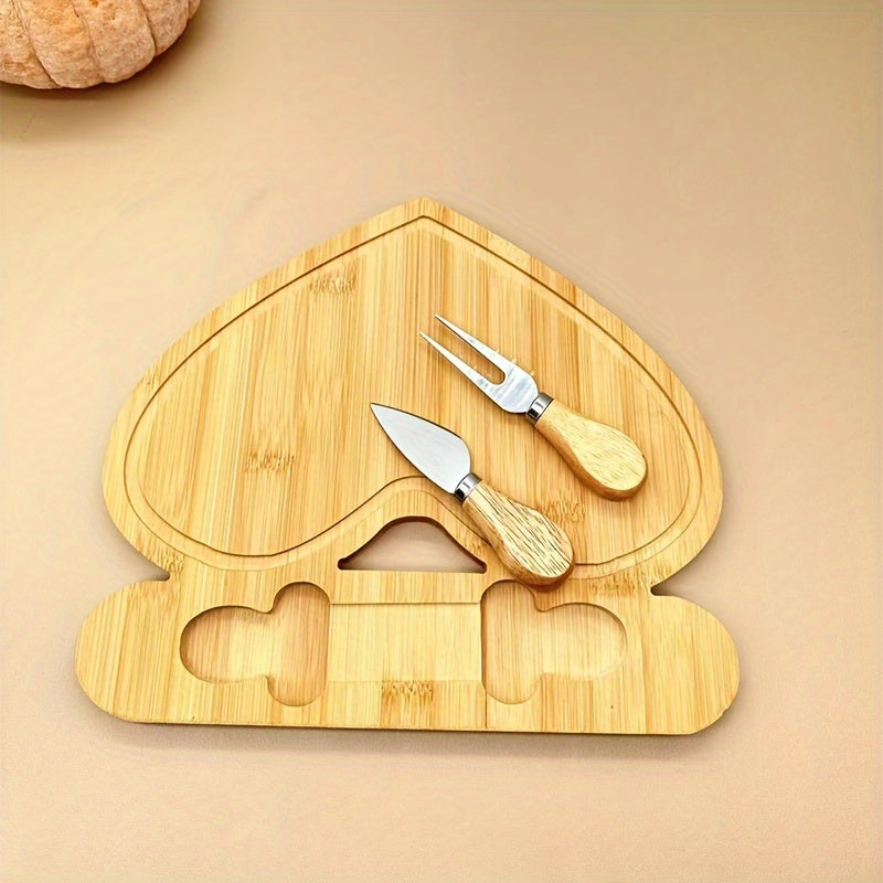 Bamboo Cutting Board and Cheese Cutter Set for Fruits and Dairy Kitchen Accessories