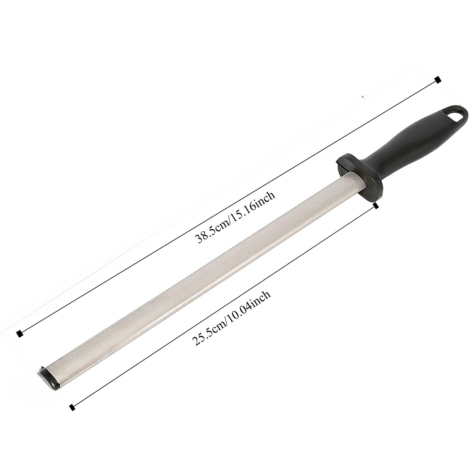 15-Inch Diamond Carbon Steel Knife Sharpener Rod for Kitchen and Outdoor Use