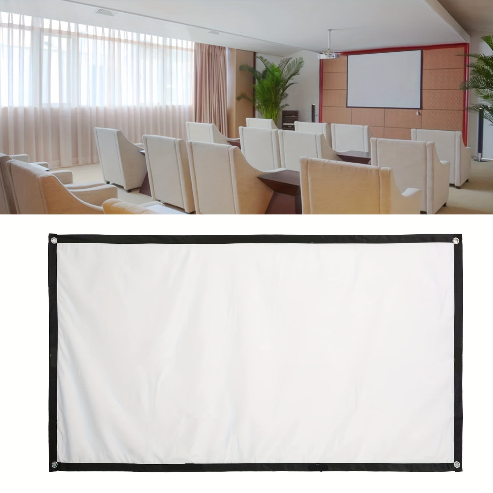 60-Inch Portable Anti-Wrinkle Projection Screen 16:9 4K Ultra HD Full 1080P for Home Theater Outdoor Parties