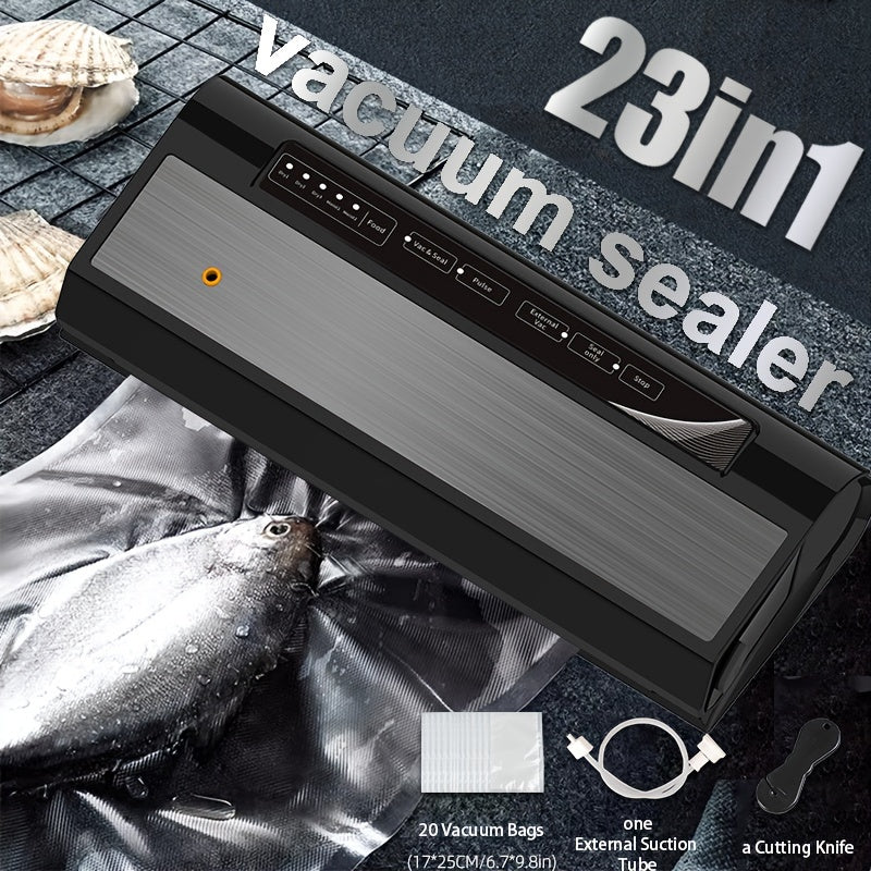 EU стандартный вакуумный упаковщик из нержавеющей стали с 5 настройками температуры, включает 20 пакетов