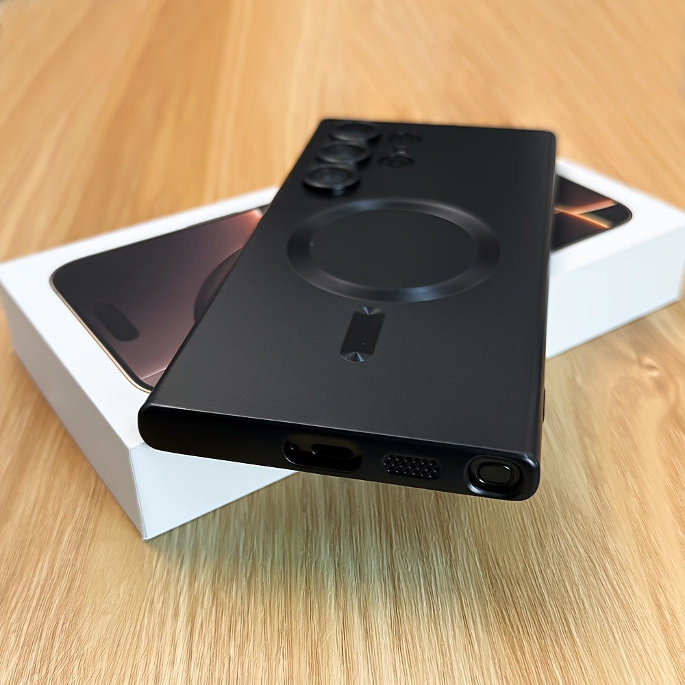 Magnetic Wireless Charging Case with Glass Protector for Samsung Galaxy S22 S23 S24 Ultra Plus