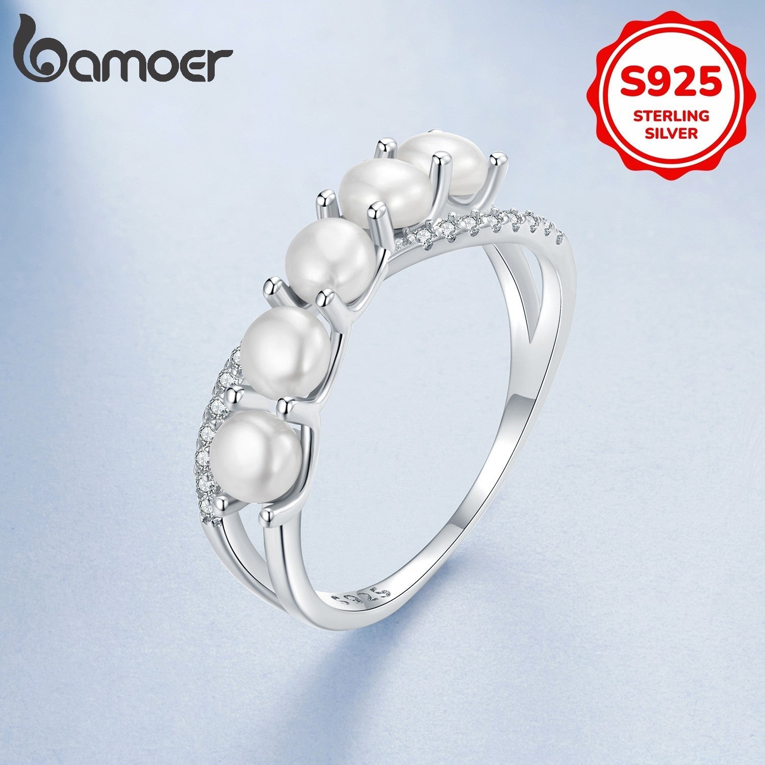Women's Silver Anniversary Ring with Infinity Symbol and Freshwater Pearls