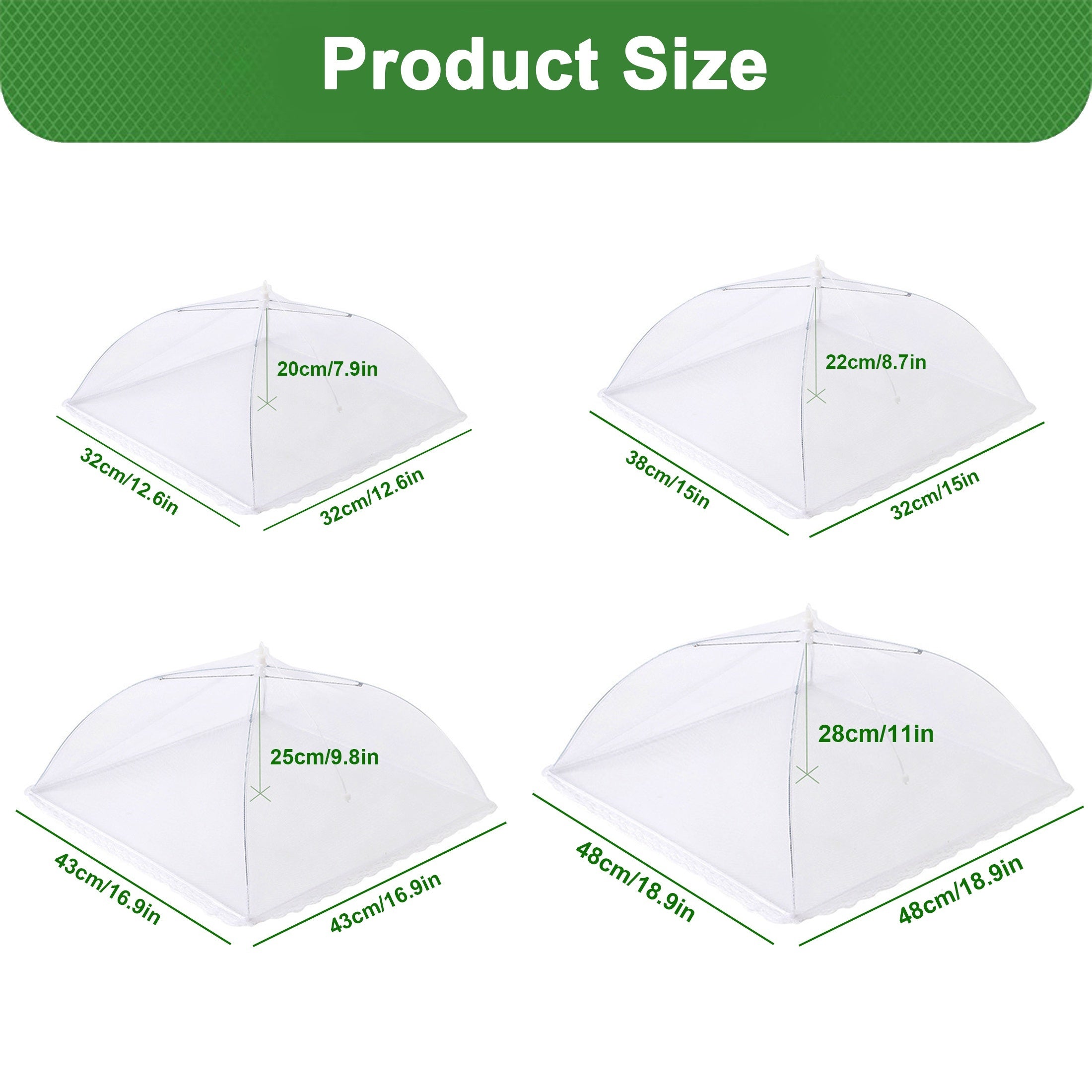 White Mesh Food Cover, Foldable, Insect and Mosquito Net, Easy to Clean, for Camping and Dining