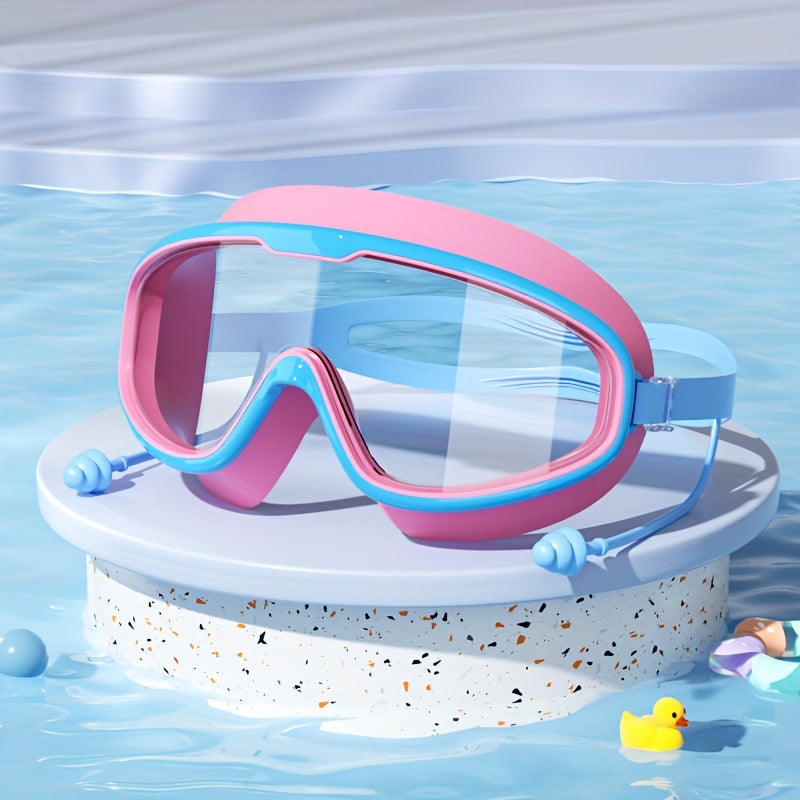 Large Frame Waterproof Swimming Goggles for Kids with Anti-Fog Technology White