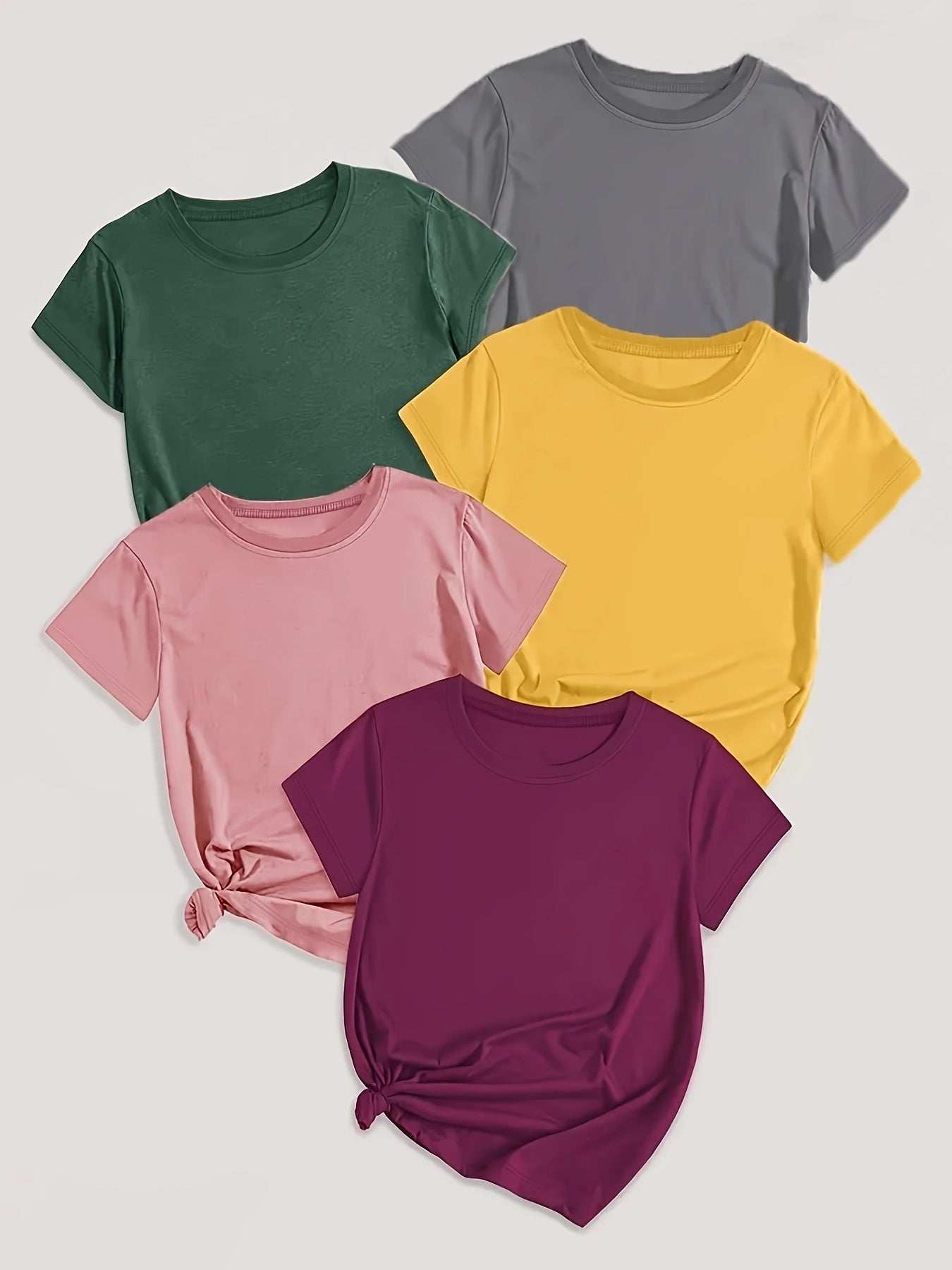 Women's Short Sleeve Cotton T-Shirts, Solid Colors, Casual Summer Tops