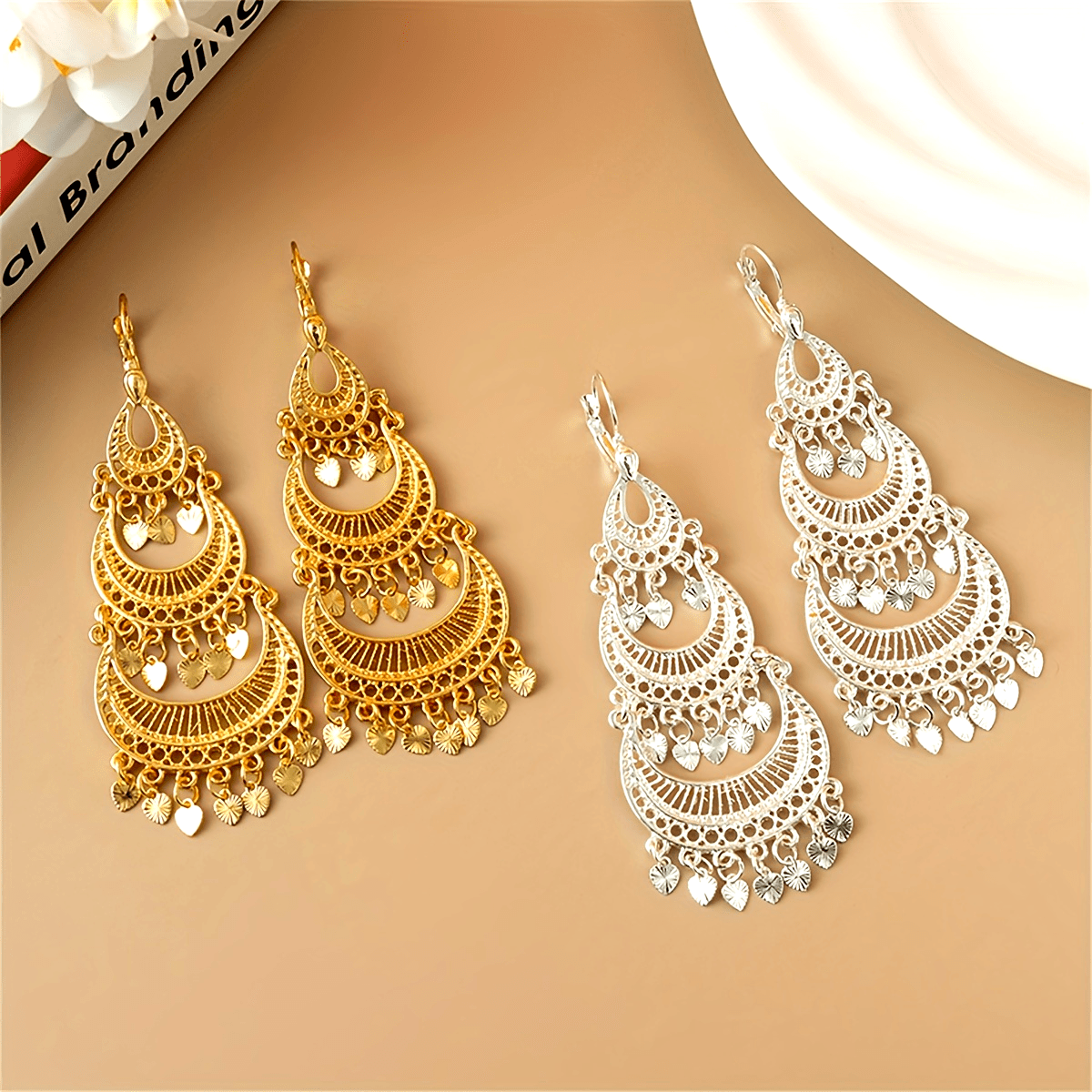 Vintage Arabic Style Lady Moon Bay Droplet Earrings for Weddings and Elegant Events