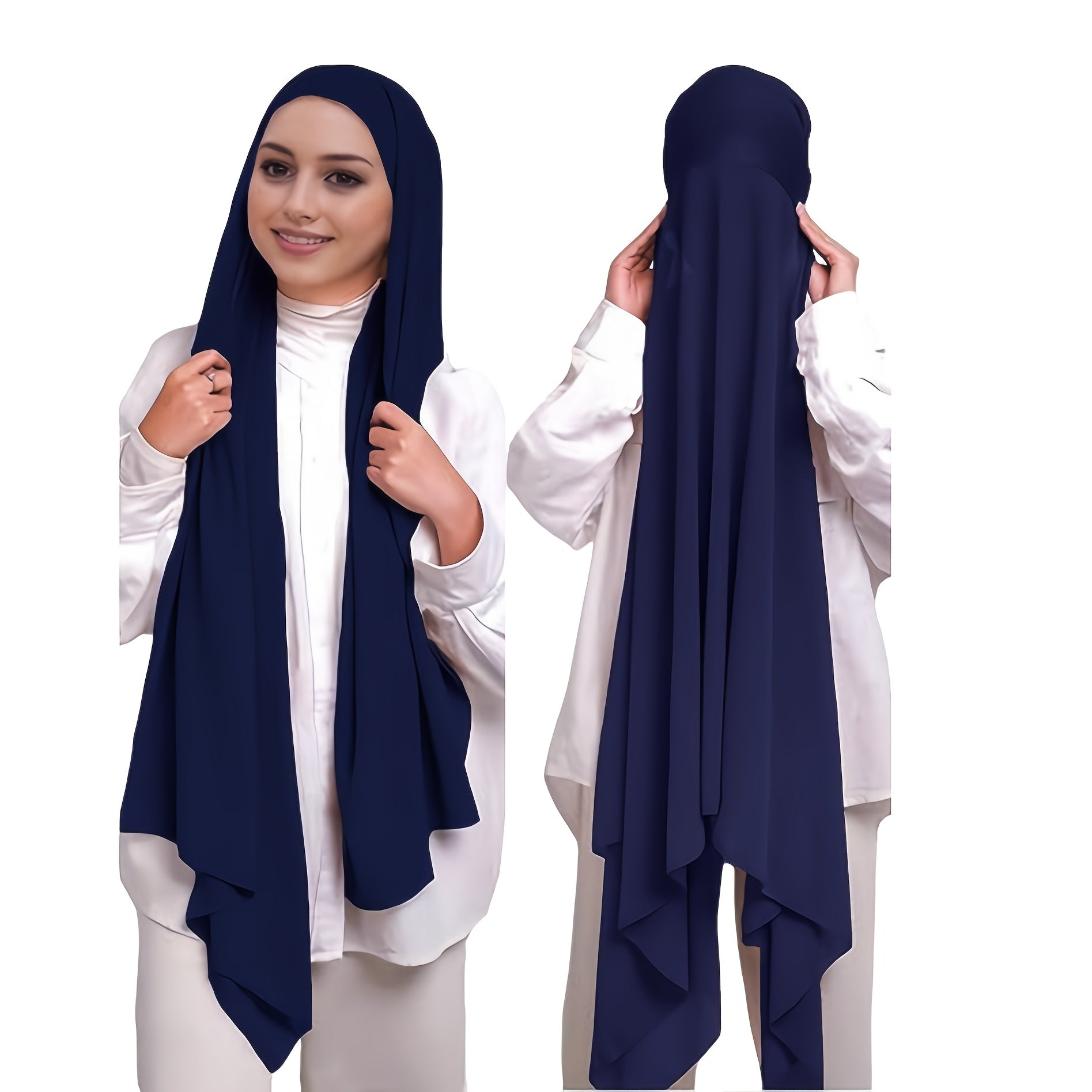 Set of 2 Muslim Instant Hijabs with Inner Cap and Chiffon Headscarf for Ramadan