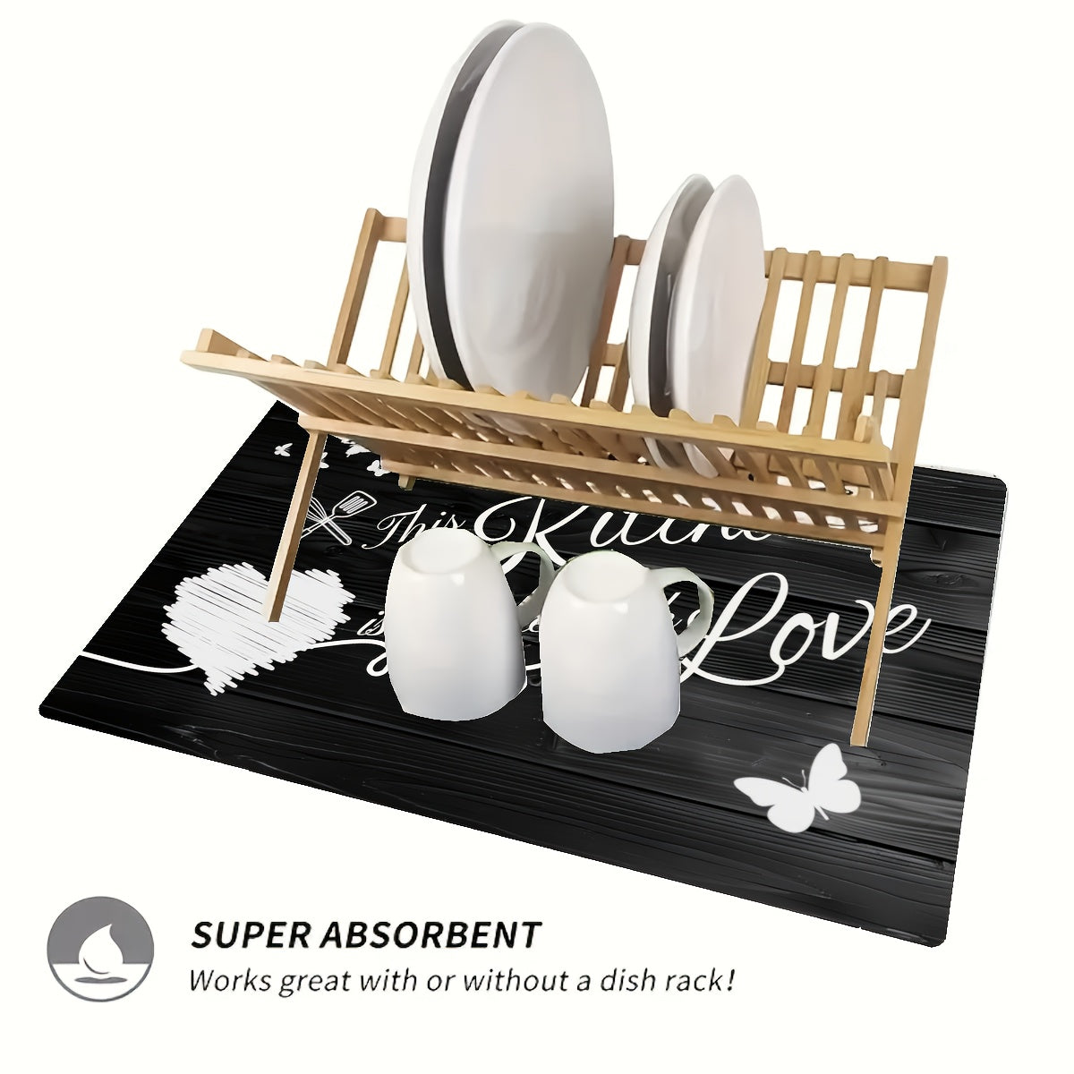 Улучшите свою кухню с нашим "Кухня - сердце дома" сверхбольшим защитным ковриком, устойчивым к царапинам - нескользящим, термостойким подкладкой для столешницы с элегантным цветочным и бабочковым дизайном, идеальным для плит, кофемашин и бытовой техники -