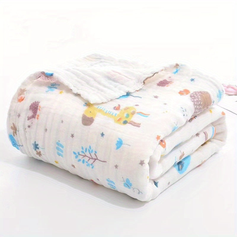 Soft and Cozy 6-Layer Gauze Swaddle Blanket with Cartoon Design in Vibrant Colors