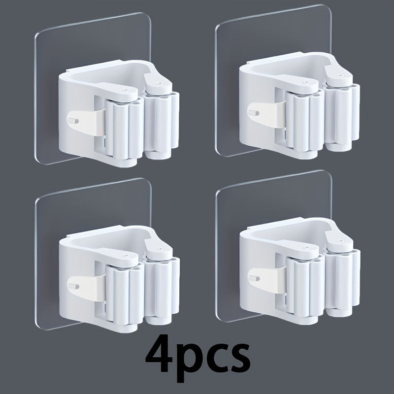 4-Piece Wall Organizer for Bathroom and Kitchen with Adhesive Hooks and Durable Plastic