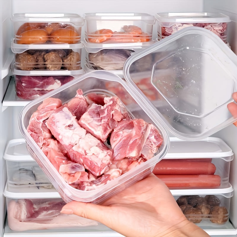 10pcs Refrigerator Frozen Meat Storage Boxes with Separated Compartments and Sealed Preservation