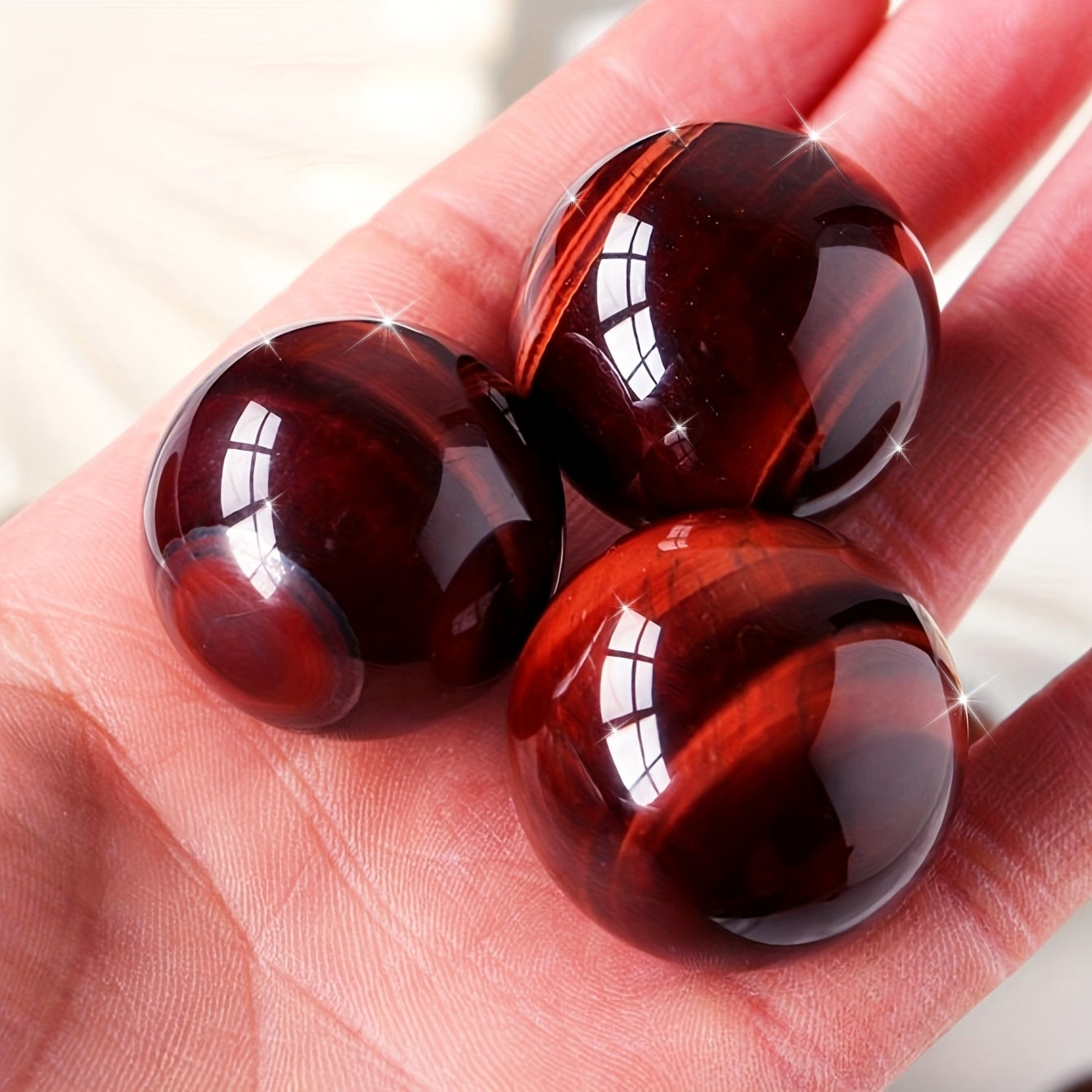 Esfera de piedra ojo de tigre rojo, adorno de gema para decoración del hogar, tamaños surtidos