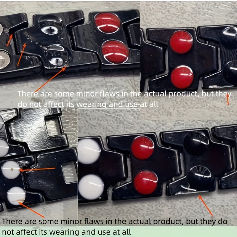 Мужской черный титановый магнитный браслет из нержавеющей стали, водонепроницаемый, с текстурой, украшение для Дня отца