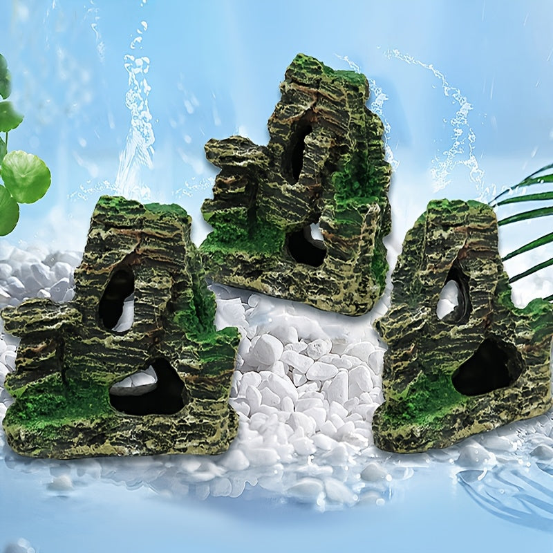 Resin Rockery Aquarium Ornament with Faux Mountain and Waterfall for Fish Tank Decoration