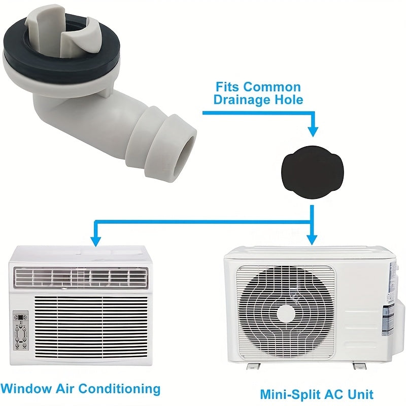 2 Pieces Plastic Air Conditioner Drain Hose Elbow Fittings with Rubber Rings