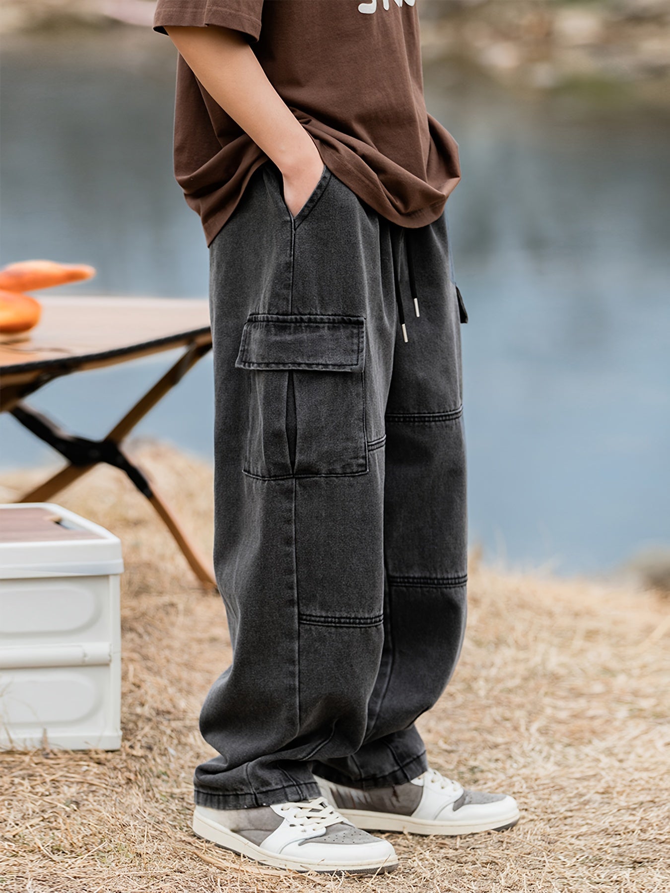 Men's Cargo Pants Cotton Blend Loose Fit Casual Outdoor Spring Fall Multiple Pockets