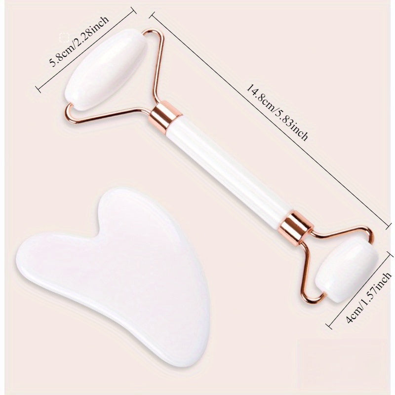 Heart-Shaped Crystal Facial Roller for Lifting Pink and White Non-Jade Material