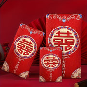 Set of 6 Frosted Red Envelopes for Chinese New Year Lucky Money Gift and Wedding Decoration