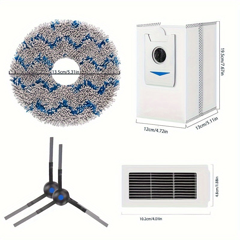 Robot Vacuum Cleaner with Side Brush Mop Pad Dust Bag for Floor Cleaning