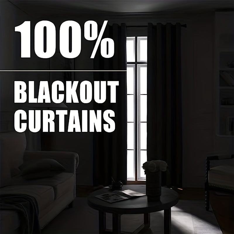 Blackout Curtains 100% Opaque with Lining 2 Pieces for Bedroom Living Room