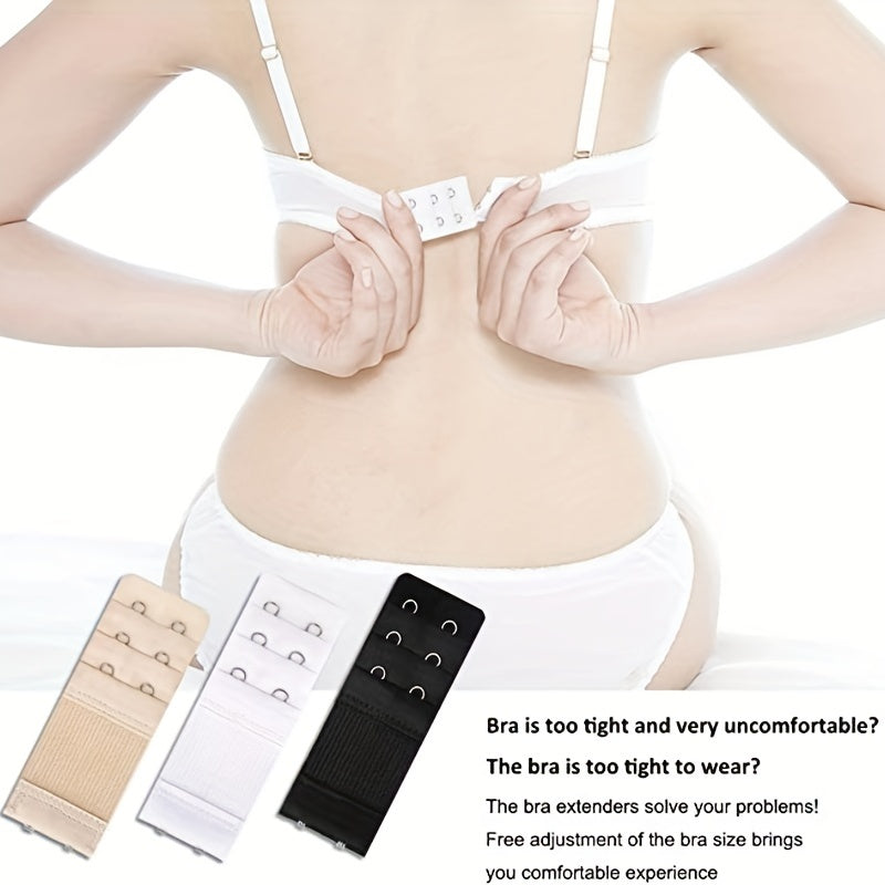 Women's Polyester Bra Extenders Set with Hooks for Adjustable Fit 3 Pieces