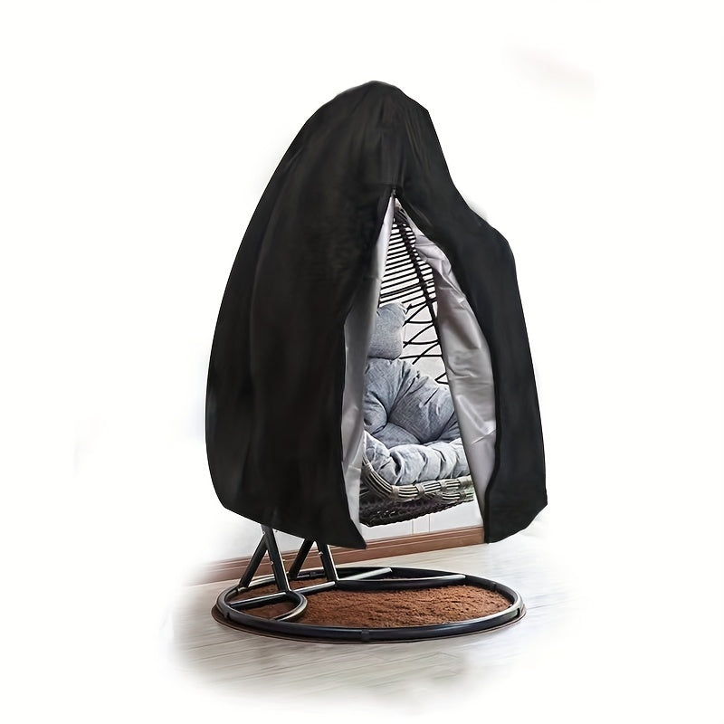 Black Oxford Cloth Swing Cover with Zipper Closure for All-Season Outdoor Patio