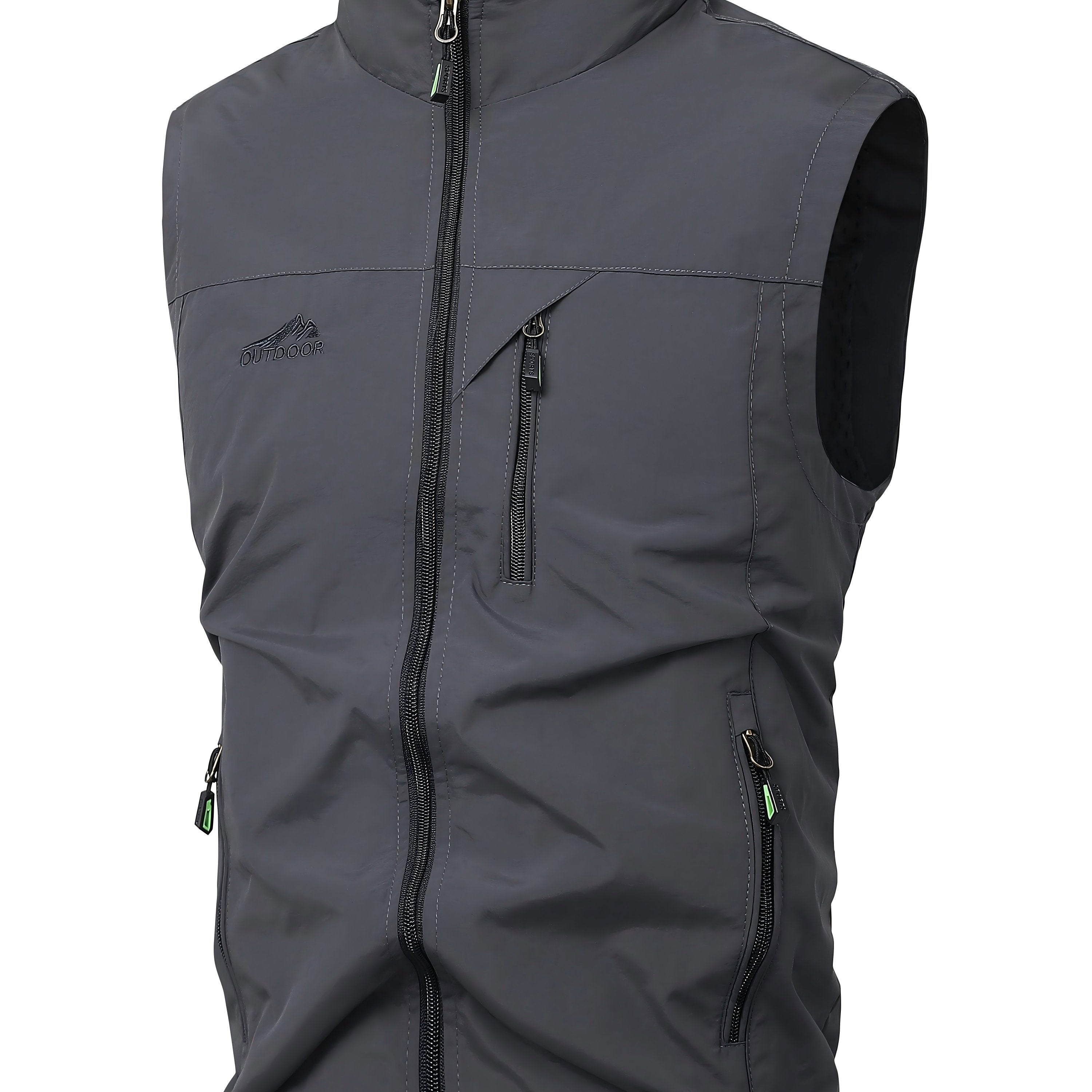 Men's Lightweight Sleeveless Nylon Vest with Stand Collar for Spring Fall Outdoor Casual
