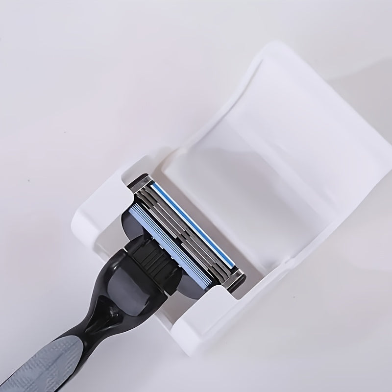 Настенный органайзер для ванной с держателем для бритвы, пластиковое хранение для душа, аксессуары