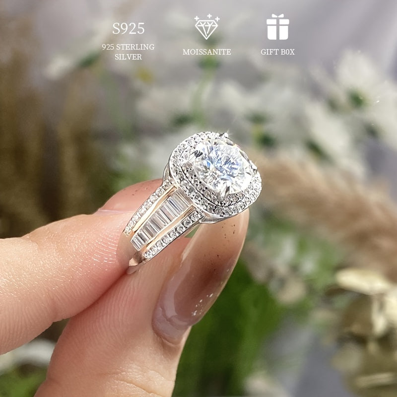 Sterling Silver 2ct Moissanite Engagement Ring Bohemian Style Hypoallergenic Jewelry