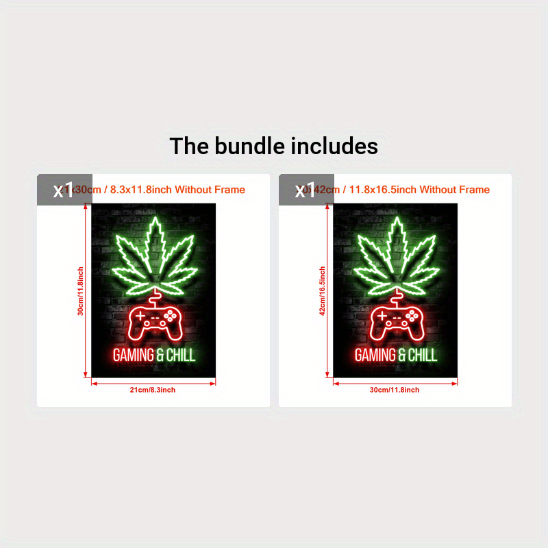 Неоновая подсветка на холсте для игровой комнаты, спальни, офиса. Без рамки.