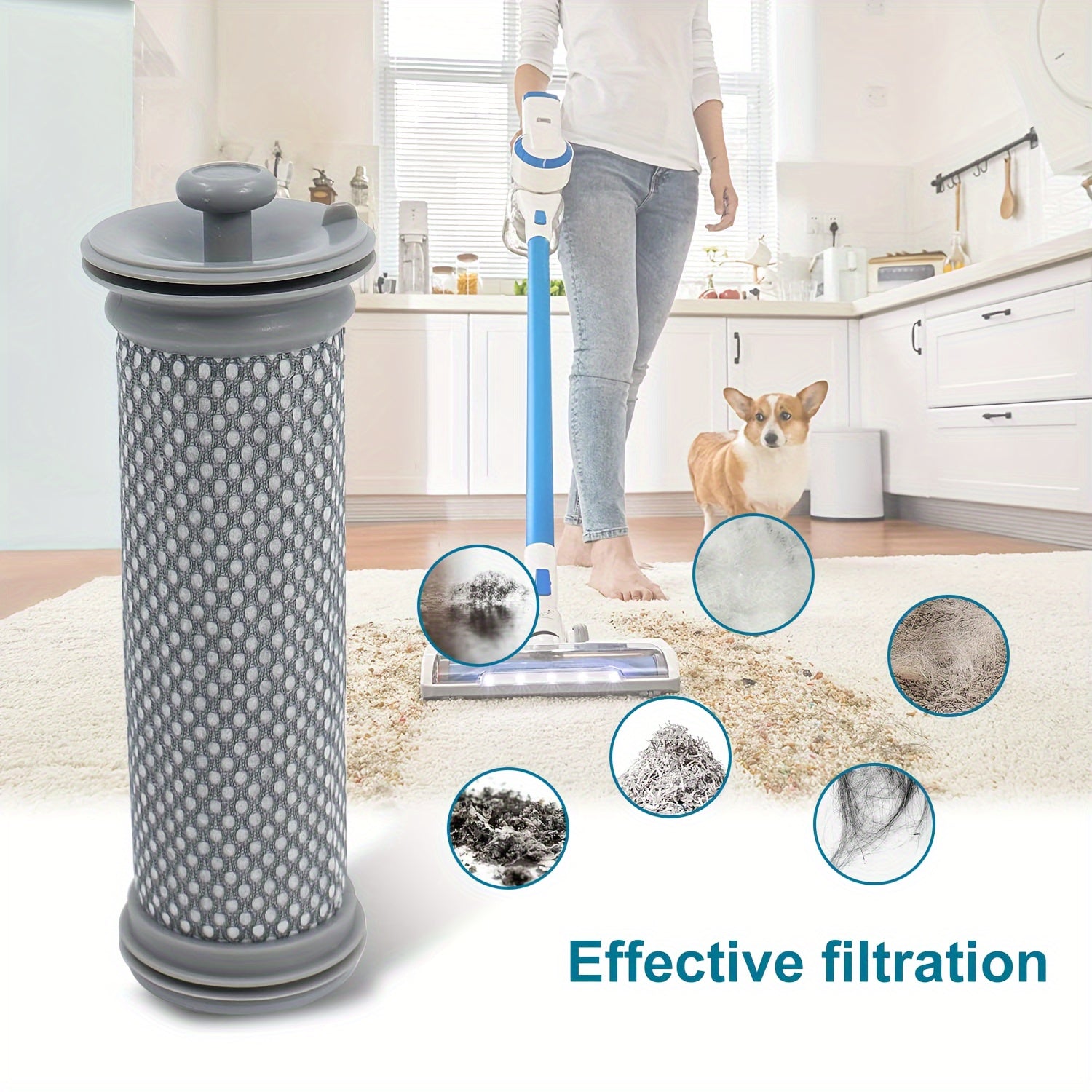 Replacement Vacuum Filters for Cordless Stick Vacuum Cleaner, 3-Pack