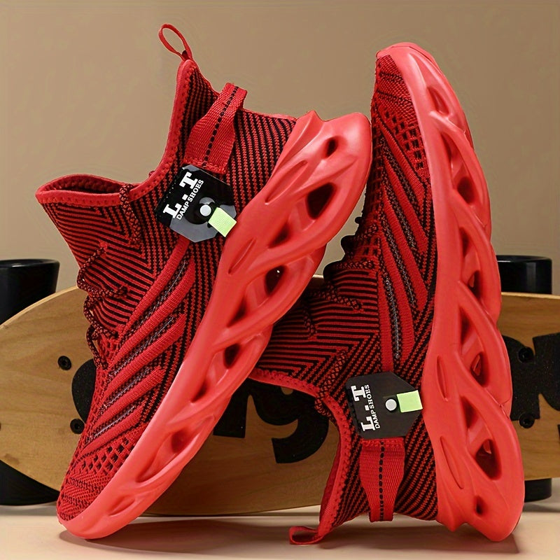 Men's Breathable Knit Running Shoes Shock Absorption Outdoor Jogging Sneakers