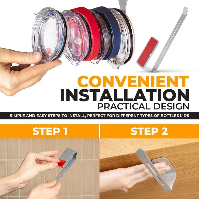 Wall-Mounted Kitchen Water Bottle Cap Rack No Holes Storage Organizer