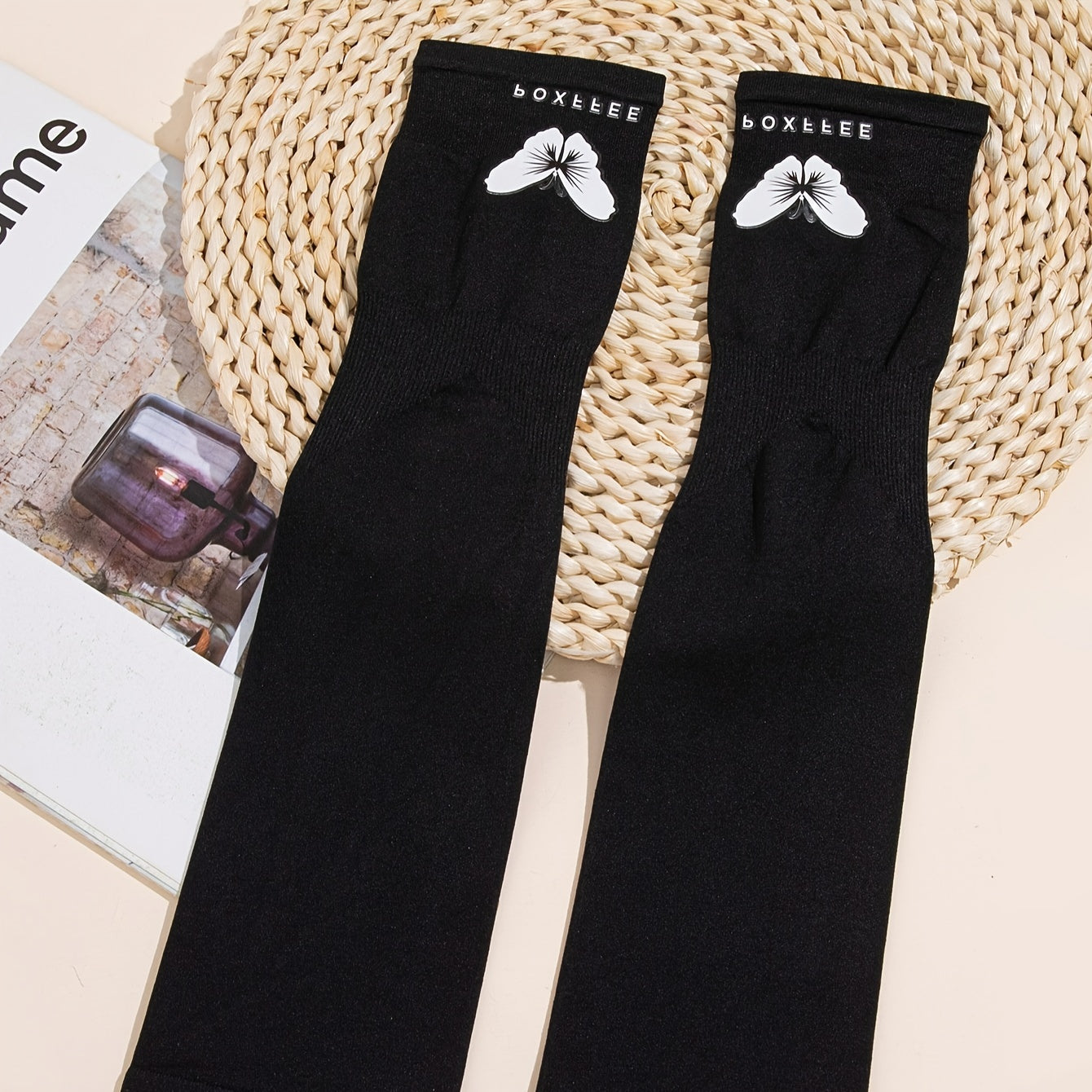 Women's Sun-Proof Butterfly Print Arm Sleeves Polyester Elastic UV Protection Summer Outdoor