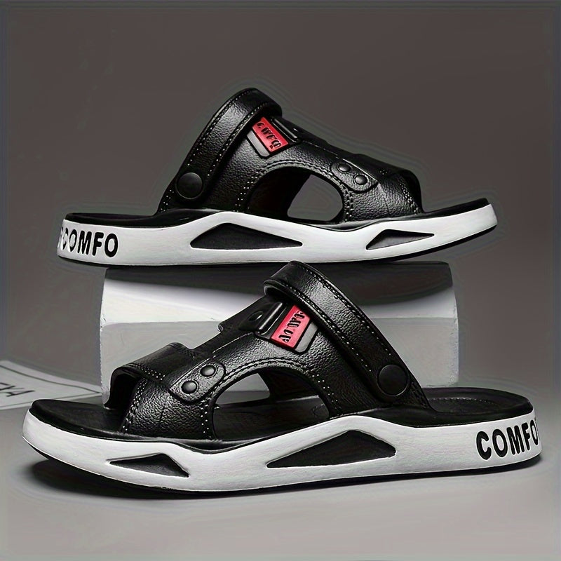 Men's Summer EVA Slides with Geometric Pattern Non-Slip Sole