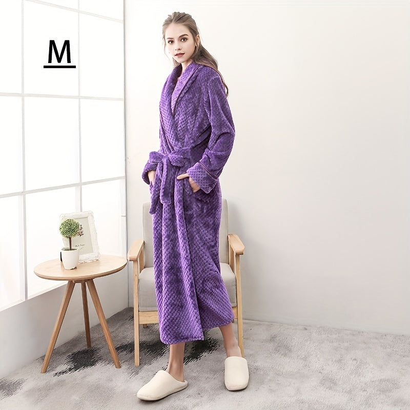 Cozy Couples Bathrobe Long Sleeve Autumn Winter Warm Fleece