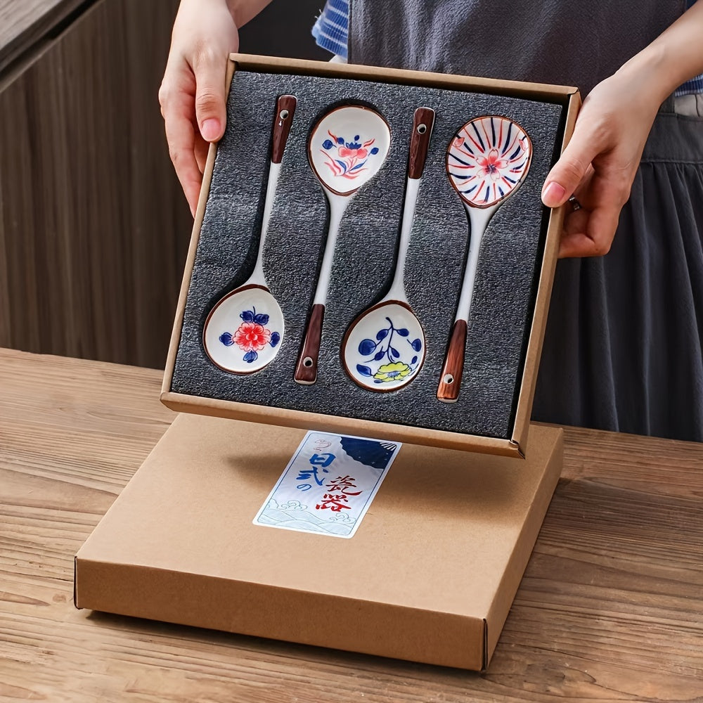Ceramic Dessert Spoons Set 4/6 Piece Gift Box for Tableware and Gifts