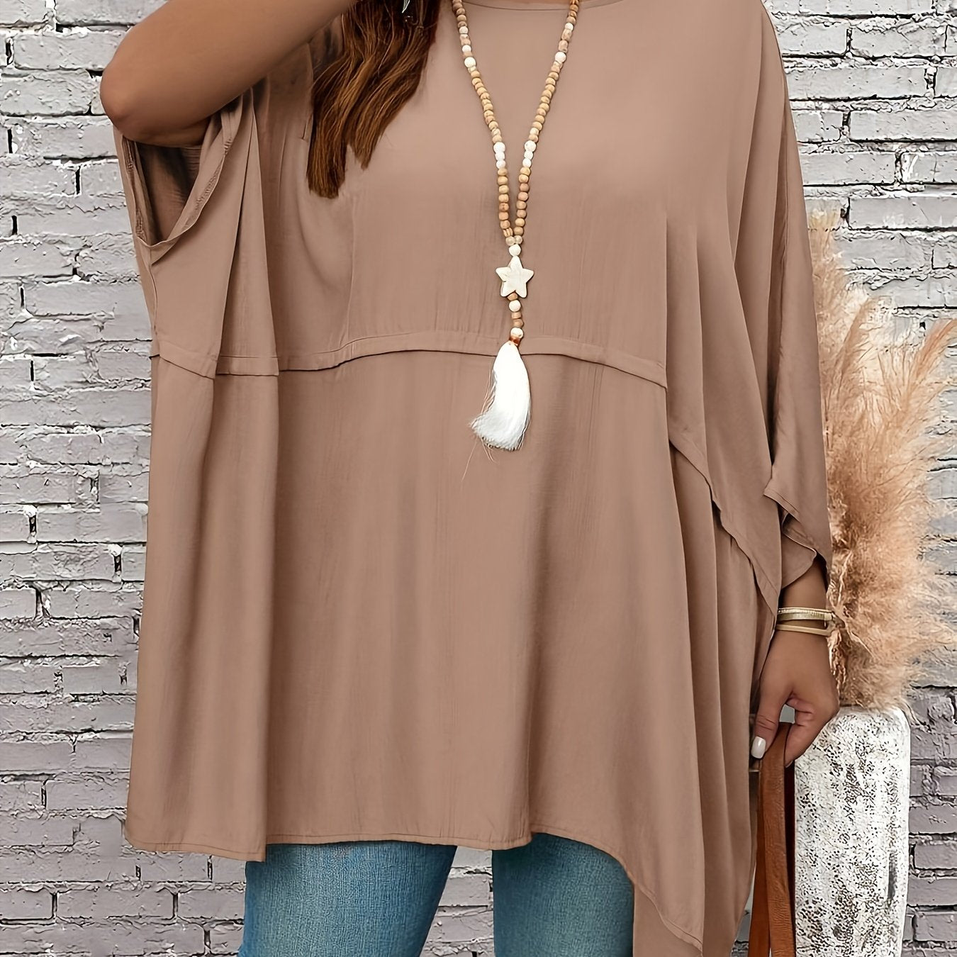 Women's Black Loose Fit Round Neck Casual Top Short Sleeve Summer Fall