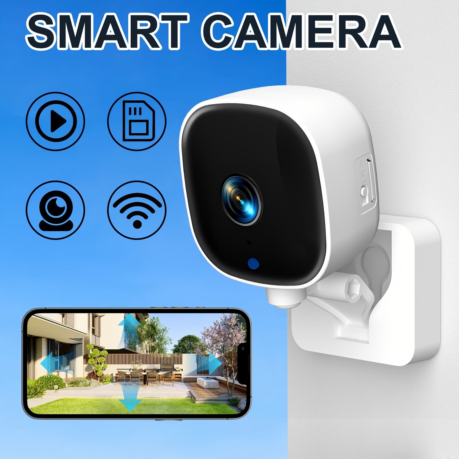 Indoor Outdoor Security Camera with 2.4Ghz WiFi Night Vision Two-Way Audio Motion Detection
