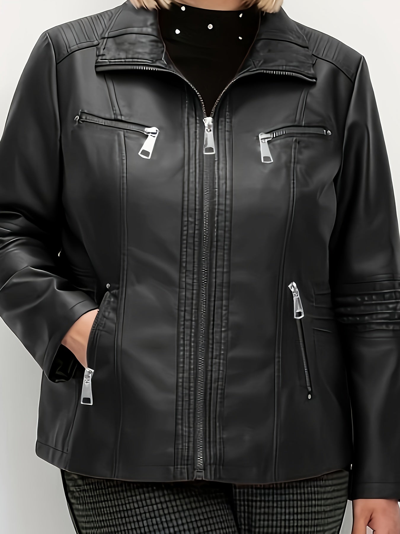 Women's Lightweight Beige Polyester Jacket with Zip-Up Front Pockets and Lapel Collar for Spring Fall Casual Wear