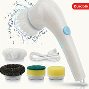 Multi-Functional Electric Cleaning Brush Set with 5 Brush Heads for Kitchen Bathroom and Home